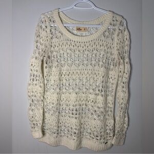 Hollister Cream Open-Knit Sweater